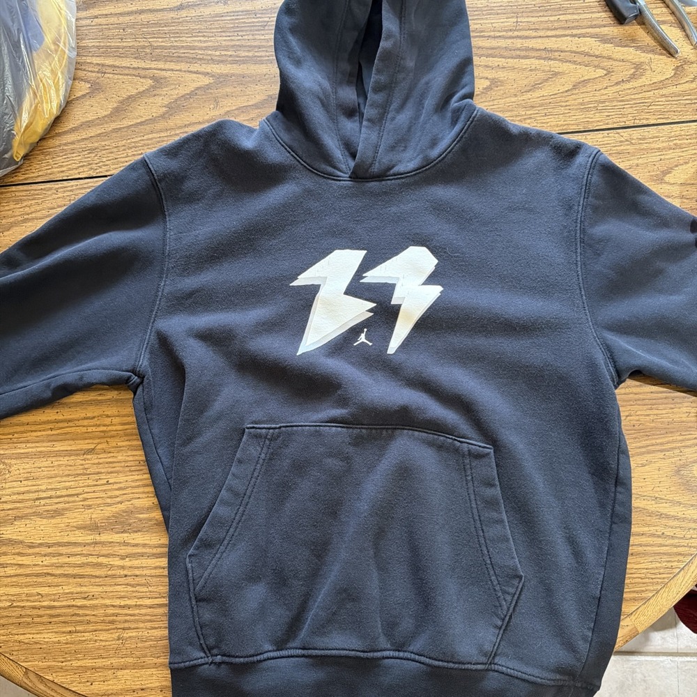 Jordan Hoodie Mens Large Black Nike Air Jumpman Front-Back Design Pullover L
